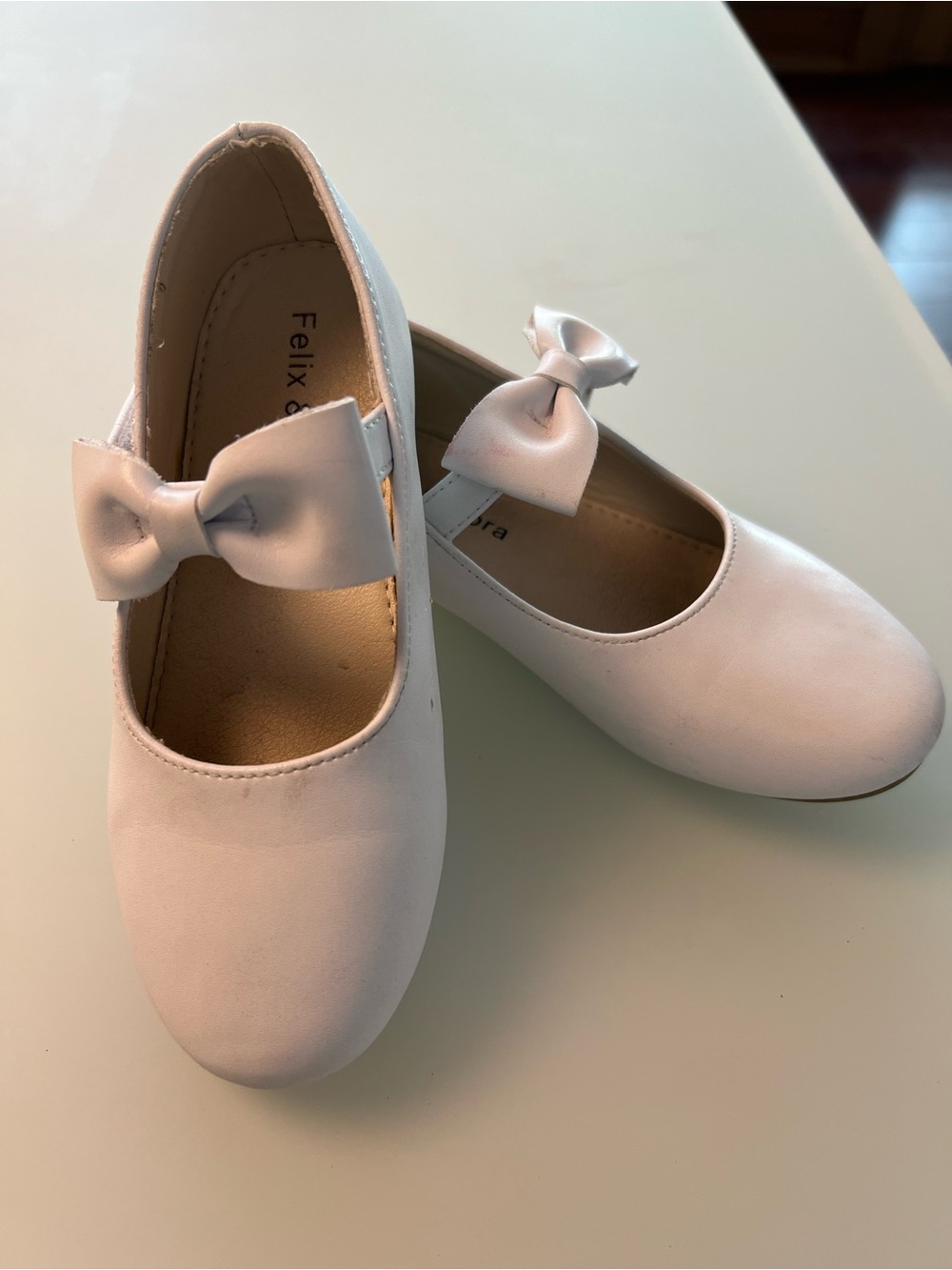 Felix & Flora Girls' White Bow Strap Dress Shoes